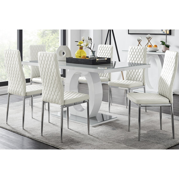 Small white gloss best sale dining table and chairs